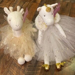 NWT Giraffe and Unicorn Plush Toys with Tulle Dresses